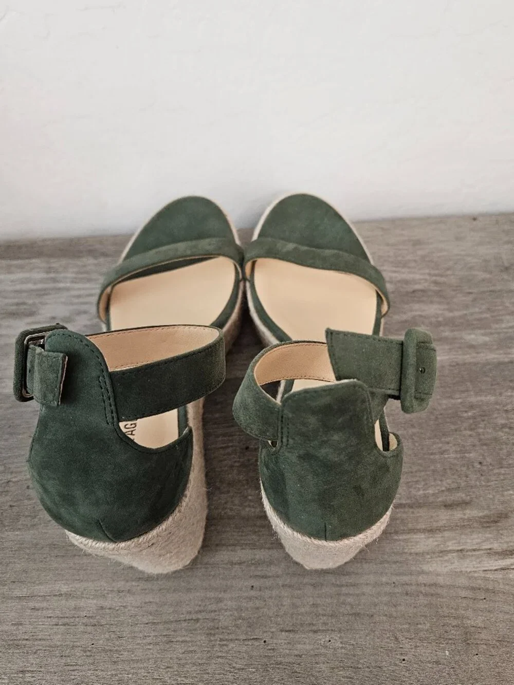 L'AGENCE Avice Green Suede Espadrille Wedge Platform Sandal 7.5